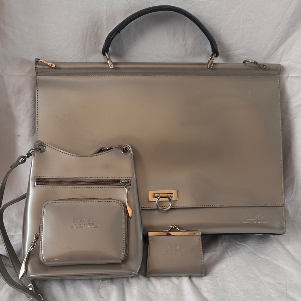 Beijo Metallic Taupe Laptop Bag Set